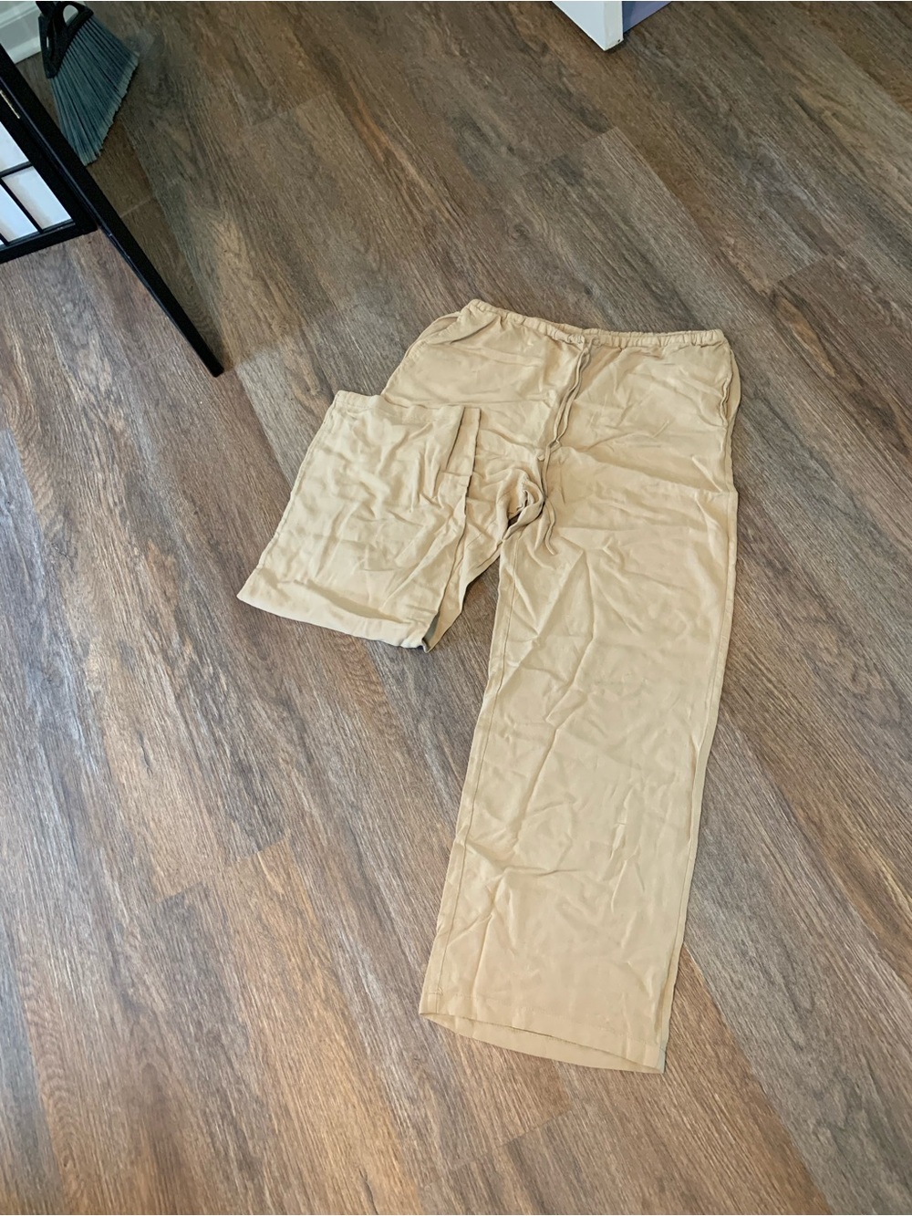 Light Khaki Elastic Waist Casual Pants